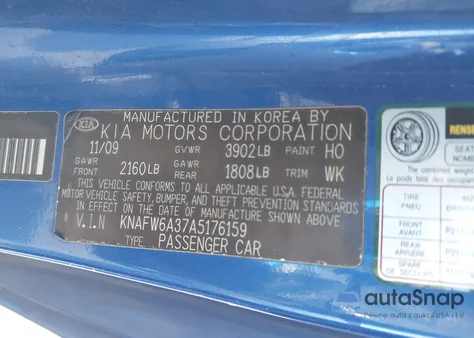 2010 Kia Forte Koup Sx from USA, damaged, VIN KNAFW6A37A5176159